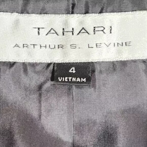 Tahari Arthur S. Levine Charcoal Pinstripe Women's Sz 4 Jacket One Button Lined - Picture 3 of 10